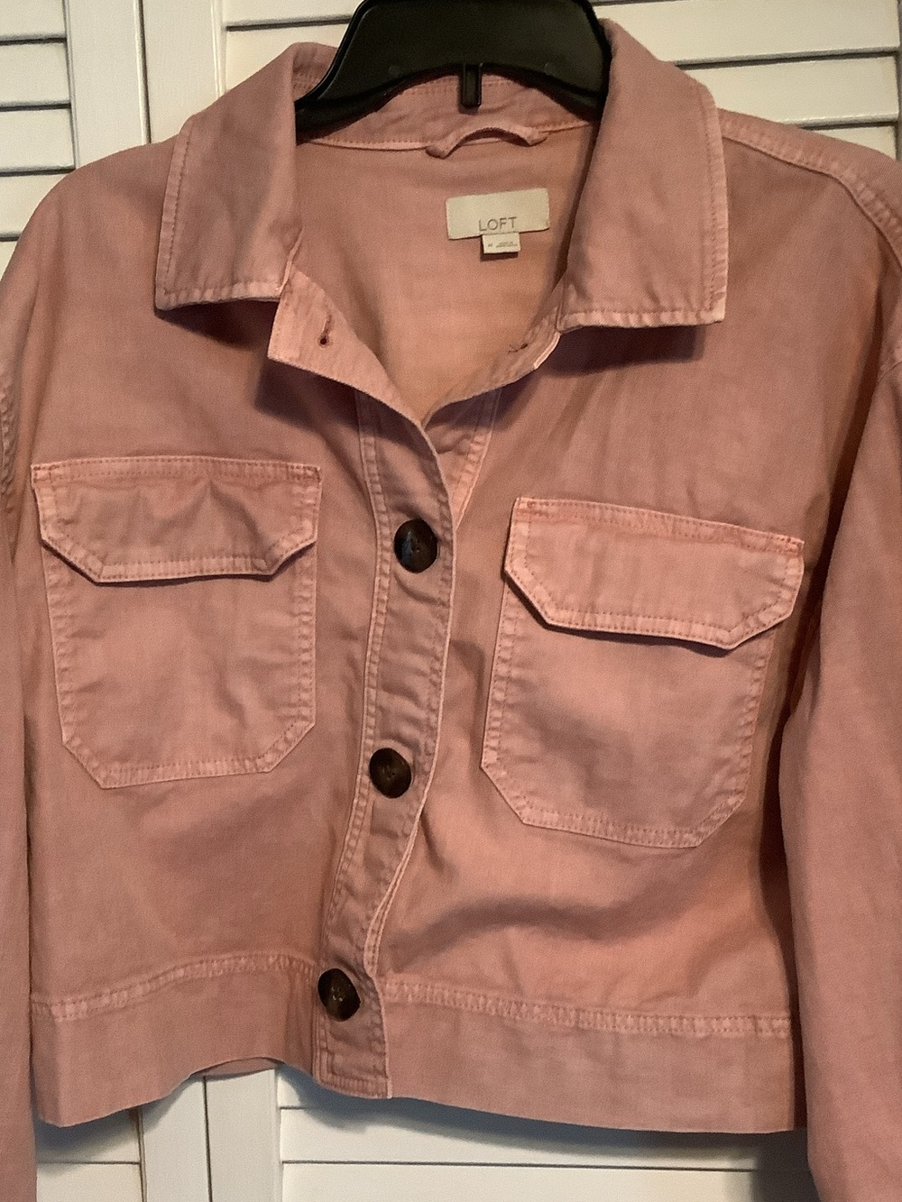 LOFT Dusty Rose Cotton Utility Jean Jacket, size M